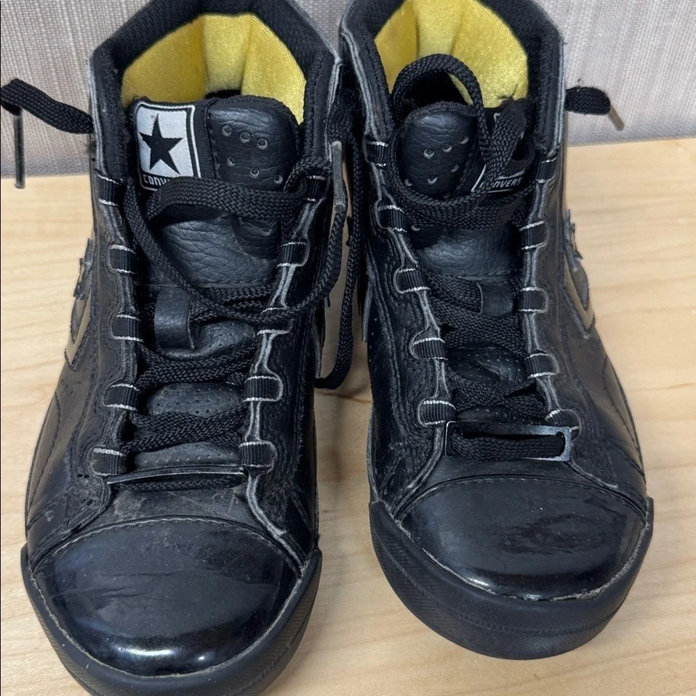 Converse All Star Mid Triple Black High-Top Sneakers youth size 2