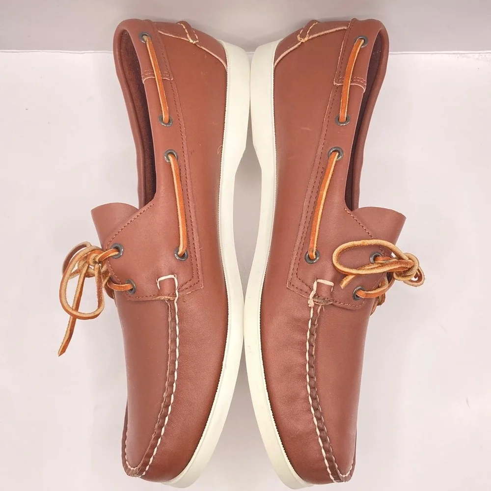 Sebago Men Docksides Leather Boat Shoe Handsewn Moccasin Brown 13 M Deck Classic