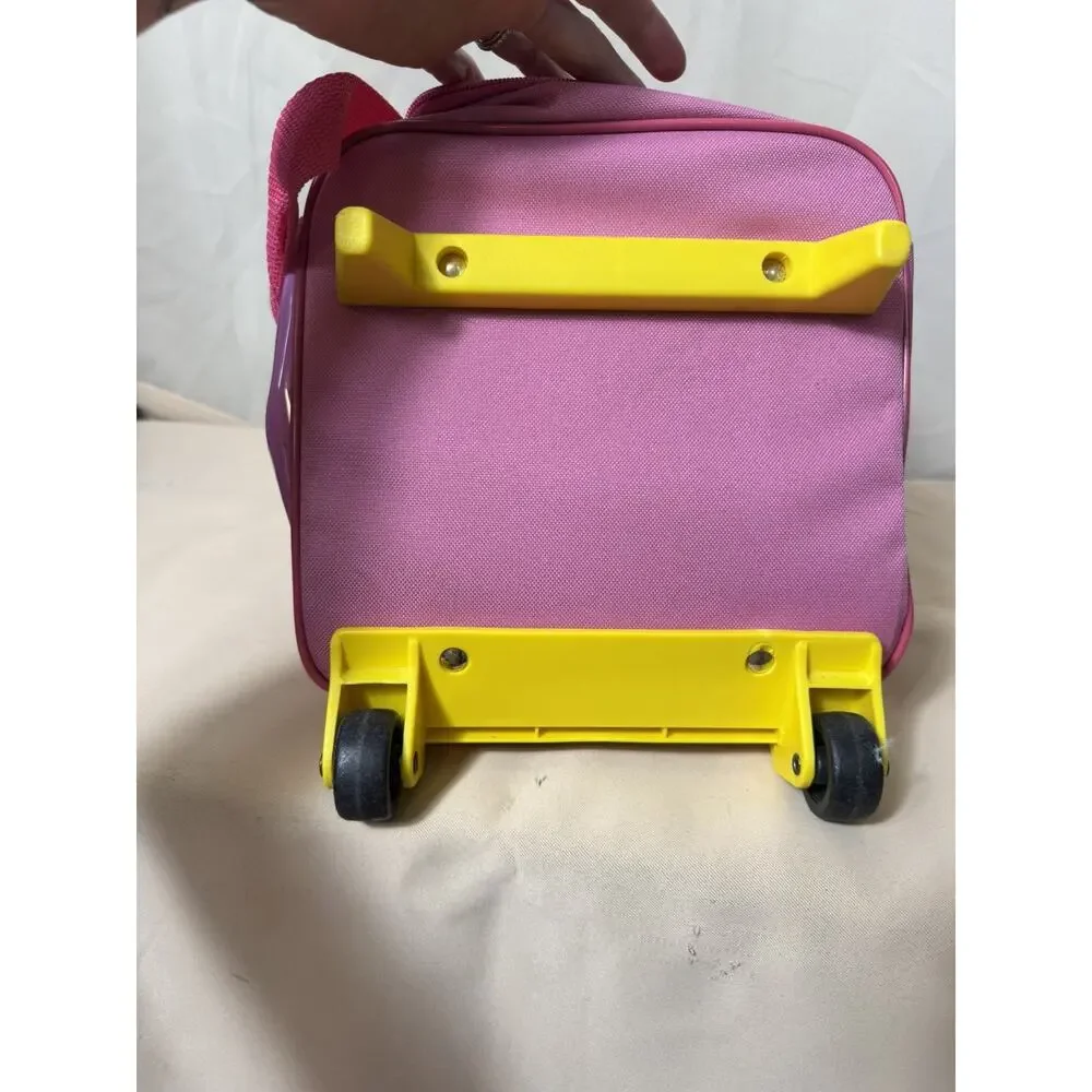 Going to Grandma’s Kids Rolling Suitcase Pink Yellow Train Animals Travel Bag