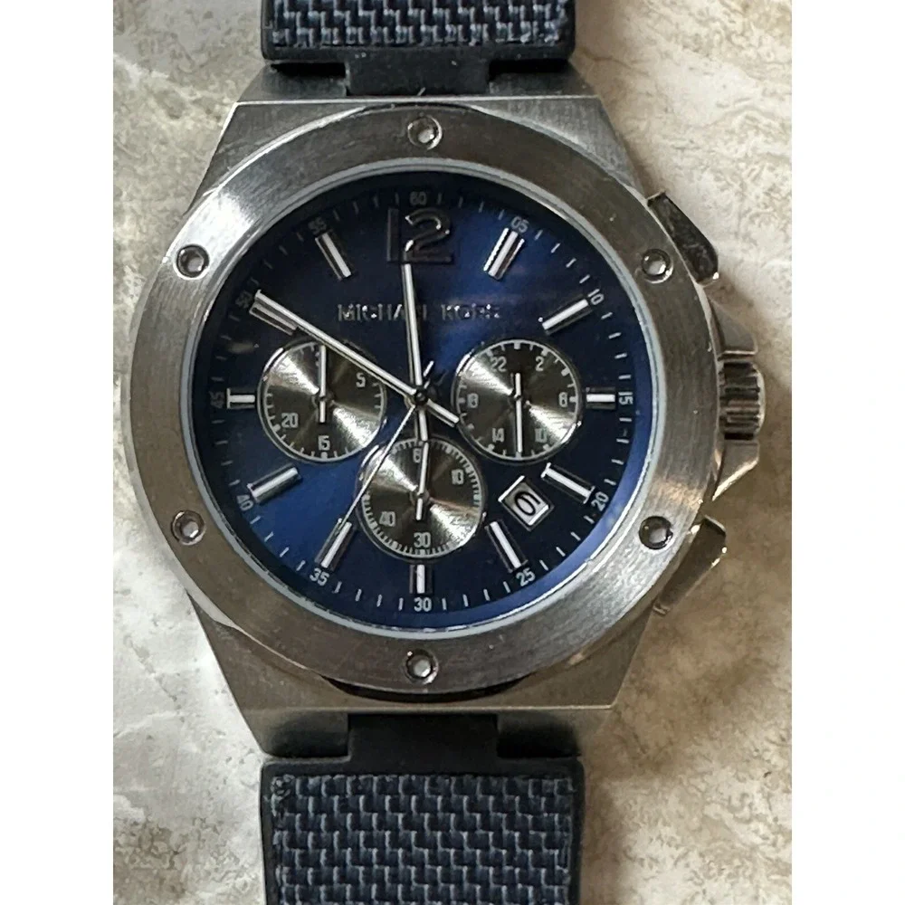 Michael Kors mk-8942 Mens Watch‎ Silicone Nylone Strap 45MM Working X