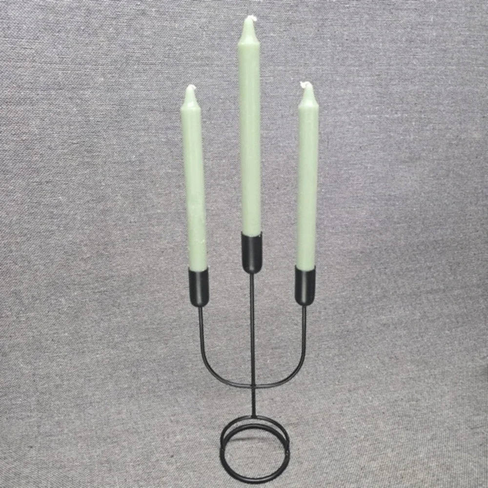 Modern Matte Black‎ Metal 3 Arm Candelabra Taper Candle Holder Minimalist Decor