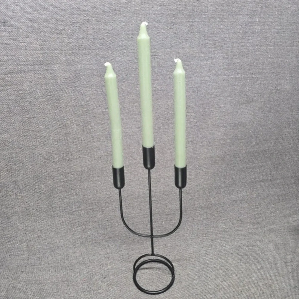 Modern Matte Black‎ Metal 3 Arm Candelabra Taper Candle Holder Minimalist Decor