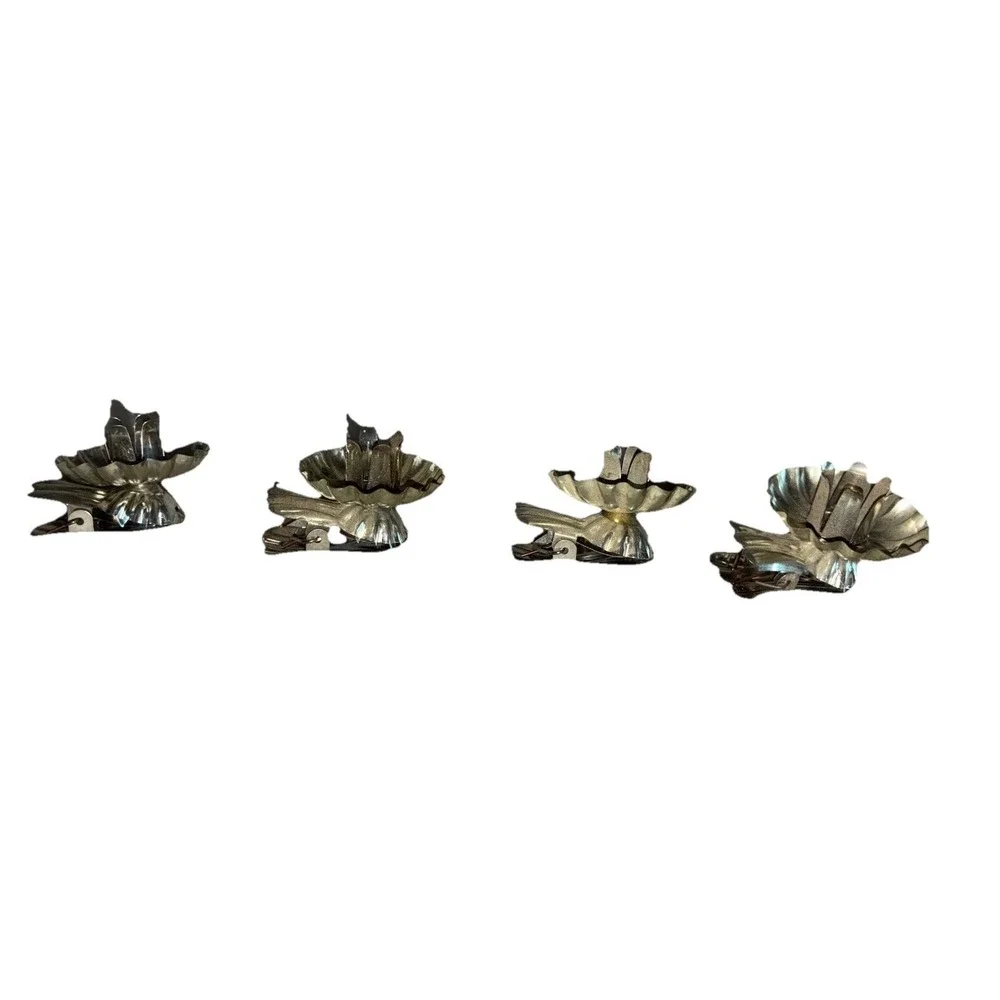Vintage Silver Metal Christmas Tree Clip On Candle Holders 1.5
