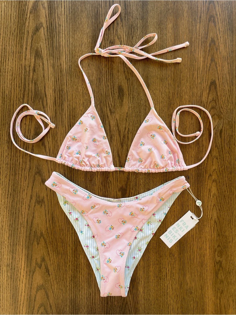 New Frankie’s Bikinis set reversible floral coquette summer beach vacation sexy