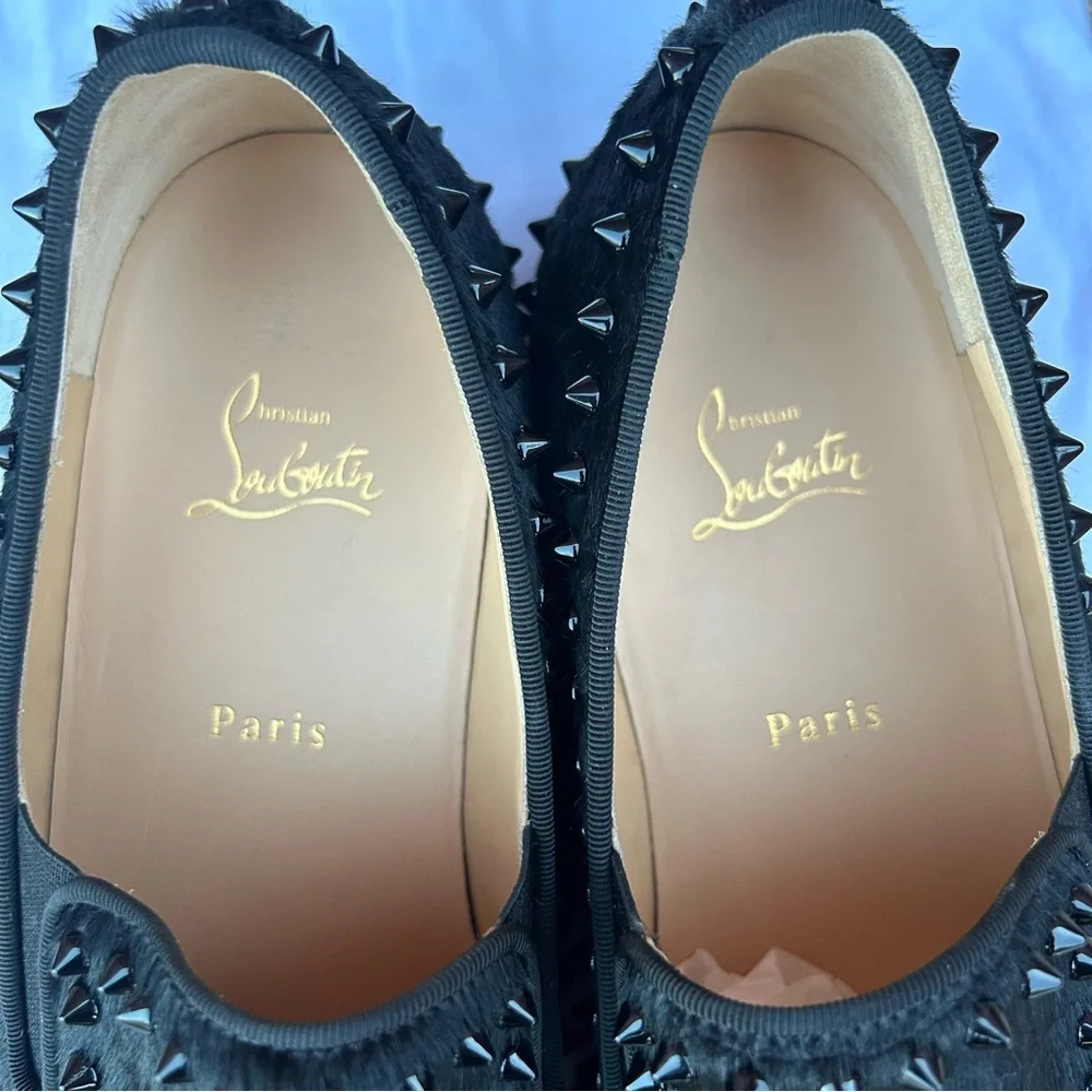 Christian Louboutin Men's Black Studded Slip-On Loafers