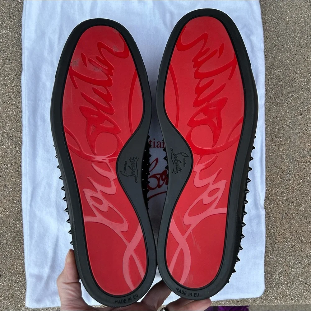 Christian Louboutin Men's Black Studded Slip-On Loafers