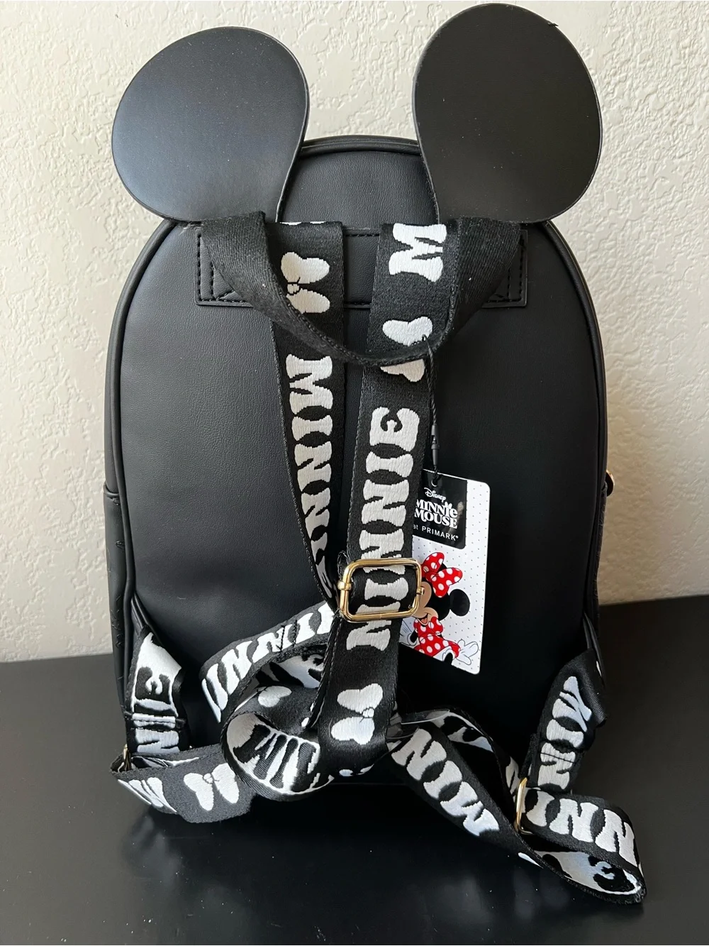 NWT Primark Exclusive Disney Minnie Mouse Black Mini Backpack with Bag Charm