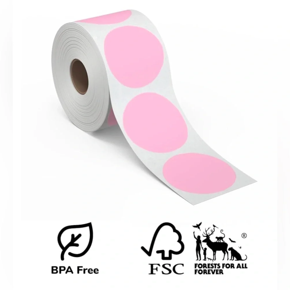 50 STICKERS - 2” ROUND - “MADE IN ‘USA’” - PINK