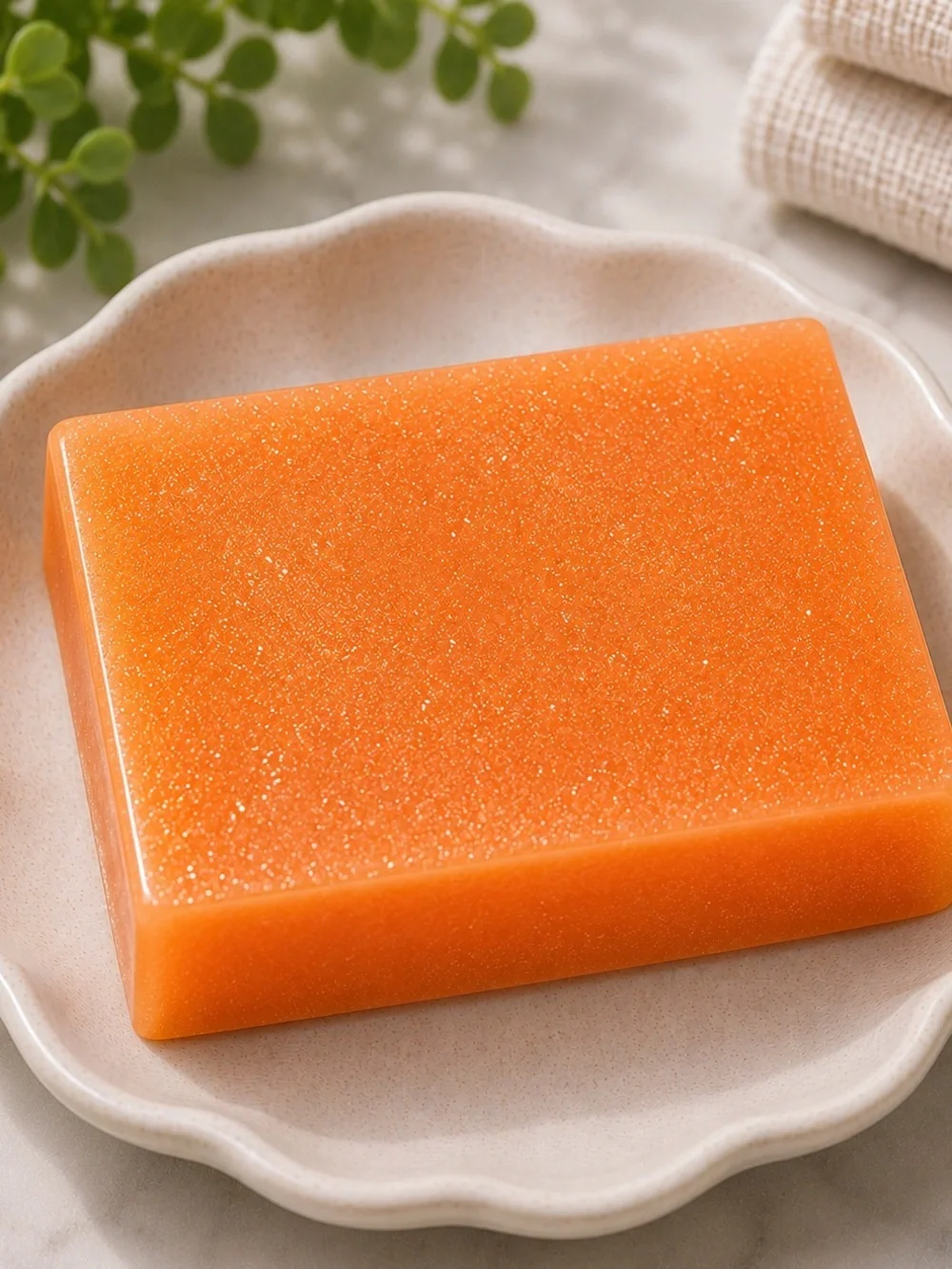 Citrus vanilla soap shimmer handmade 3x2in 8oz oatmeal based soap