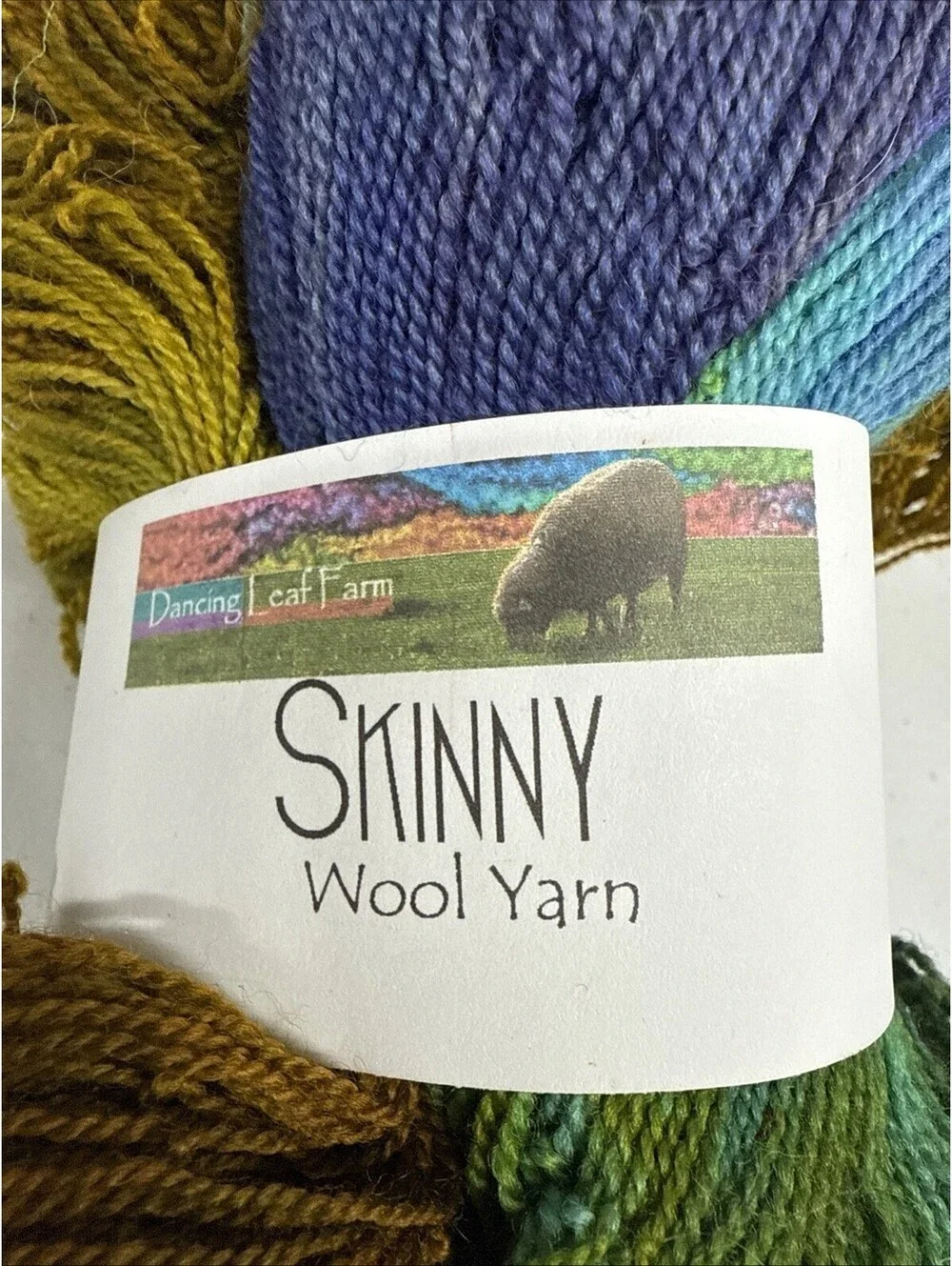 Dancing Leaf Farm Skinny Wool Yarn 1000 Yds Multicolor 1 Skein