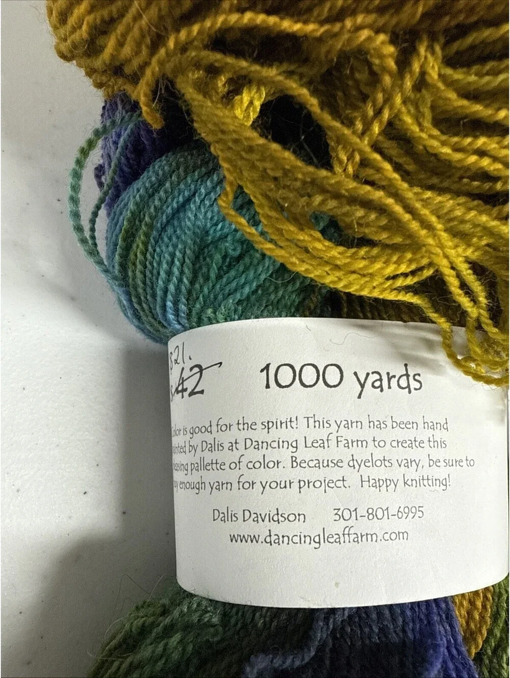 Dancing Leaf Farm Skinny Wool Yarn 1000 Yds Multicolor 1 Skein
