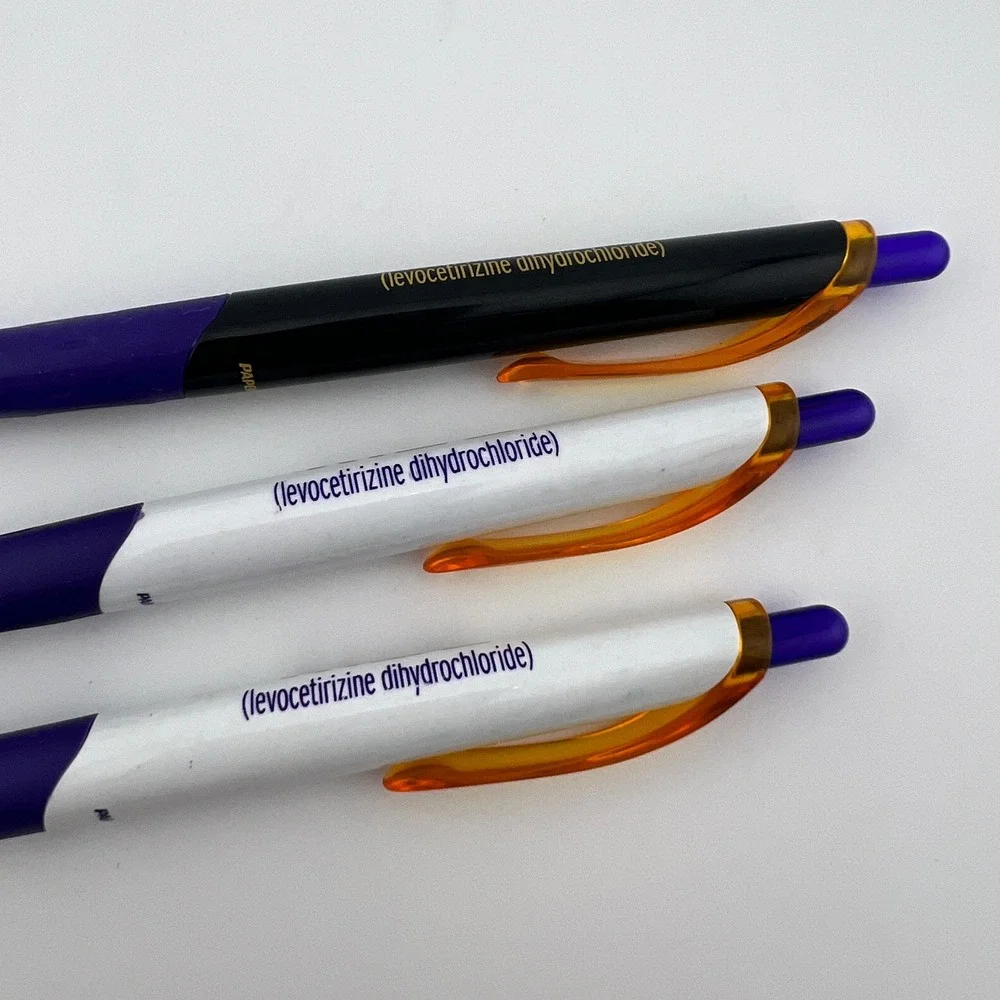 Xyzal Ballpoint Pens Pharmaceutical Promo 2010s Blue Ink 3pc PaperMate Blk Wht