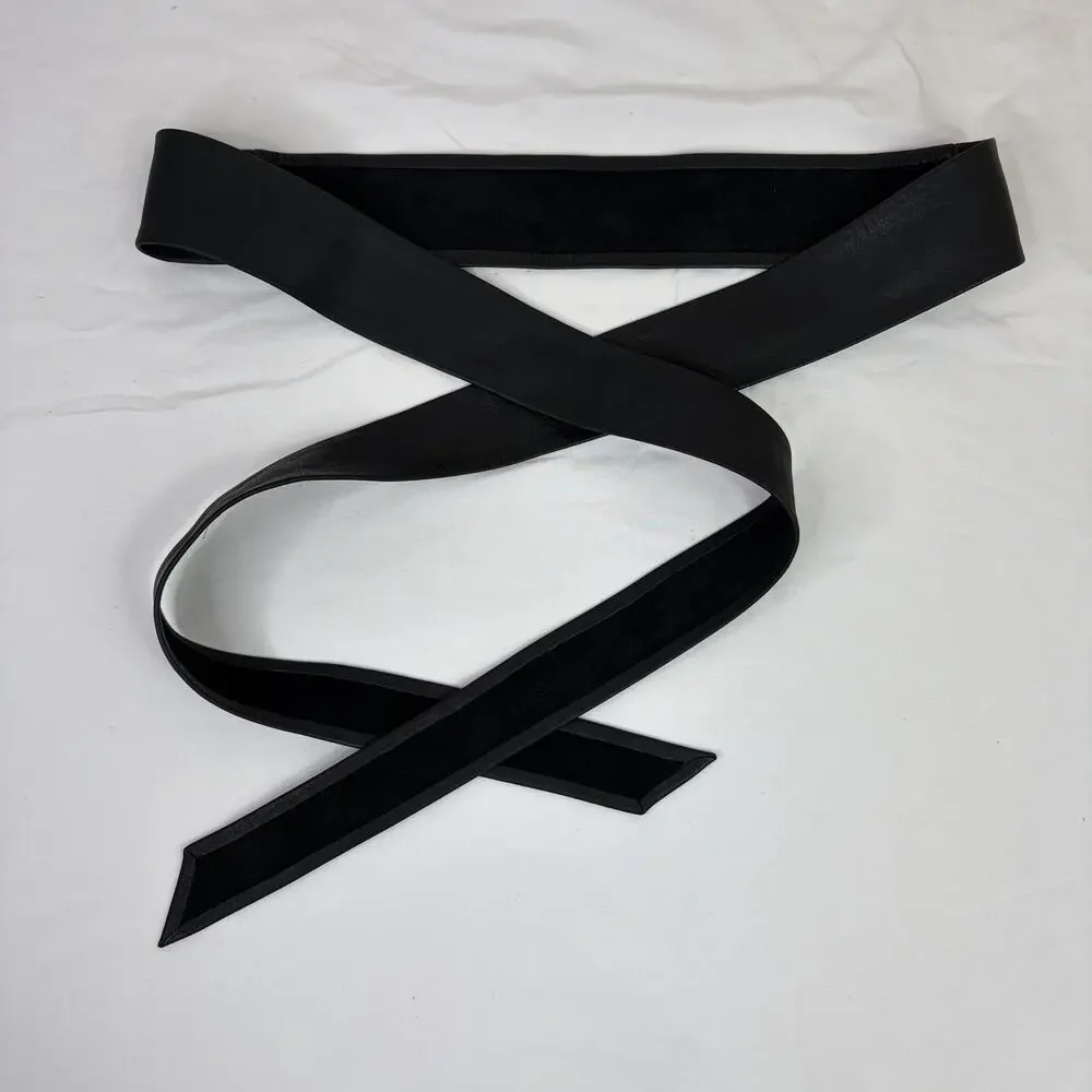 Zara Black Leather Wrap Waist Belt Size 90 cm/L, chic, minimalist, fashion, glam