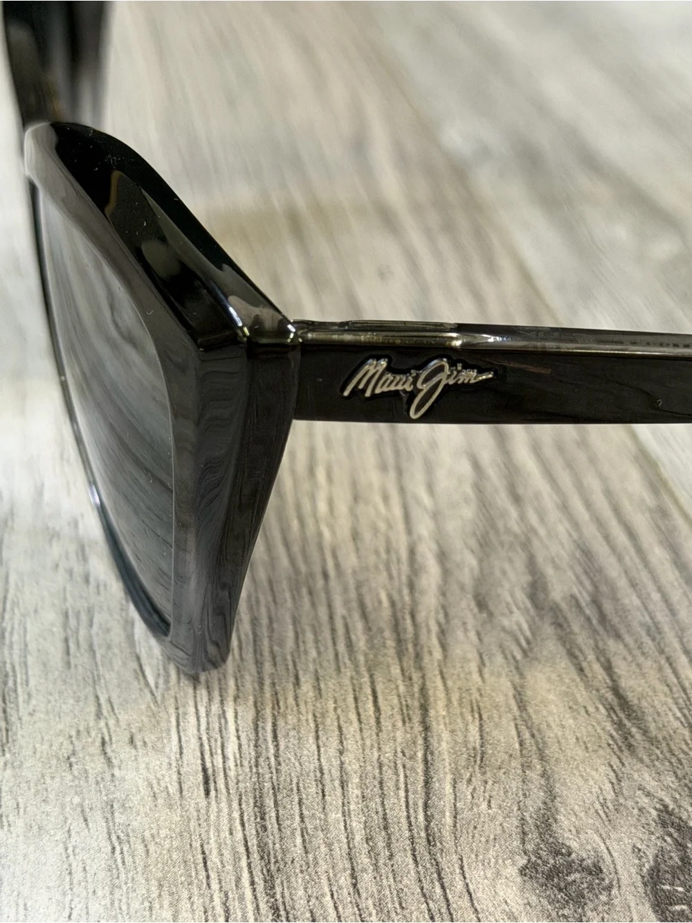 Maui Jim Lotus MJ827-02J Polarized Sunglasses Gloss Black Fade Cat Eye Italy