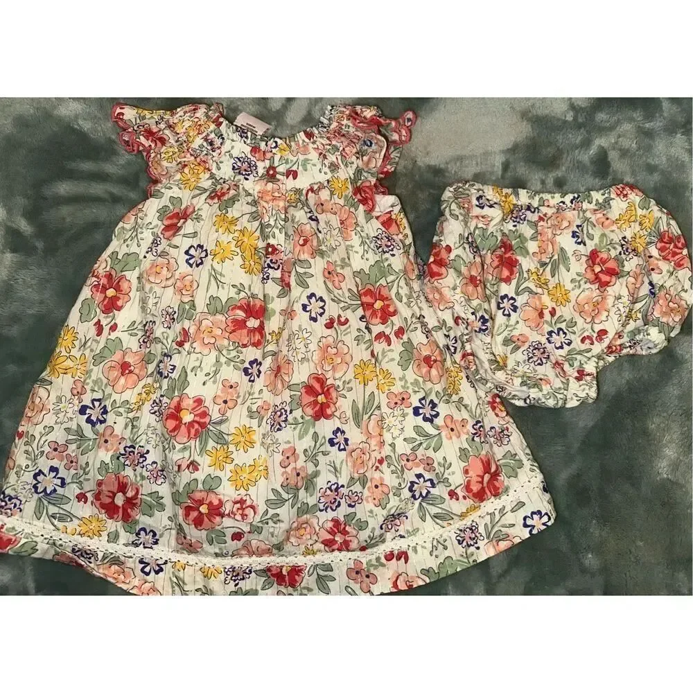 Sincerely Jules Girl dress with under pants bloomers floral infant 6-9 months