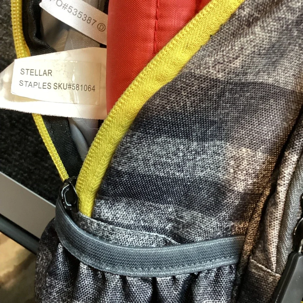 OGIO Backpack Grey Black Striped Yellow Accents School Travel Bag