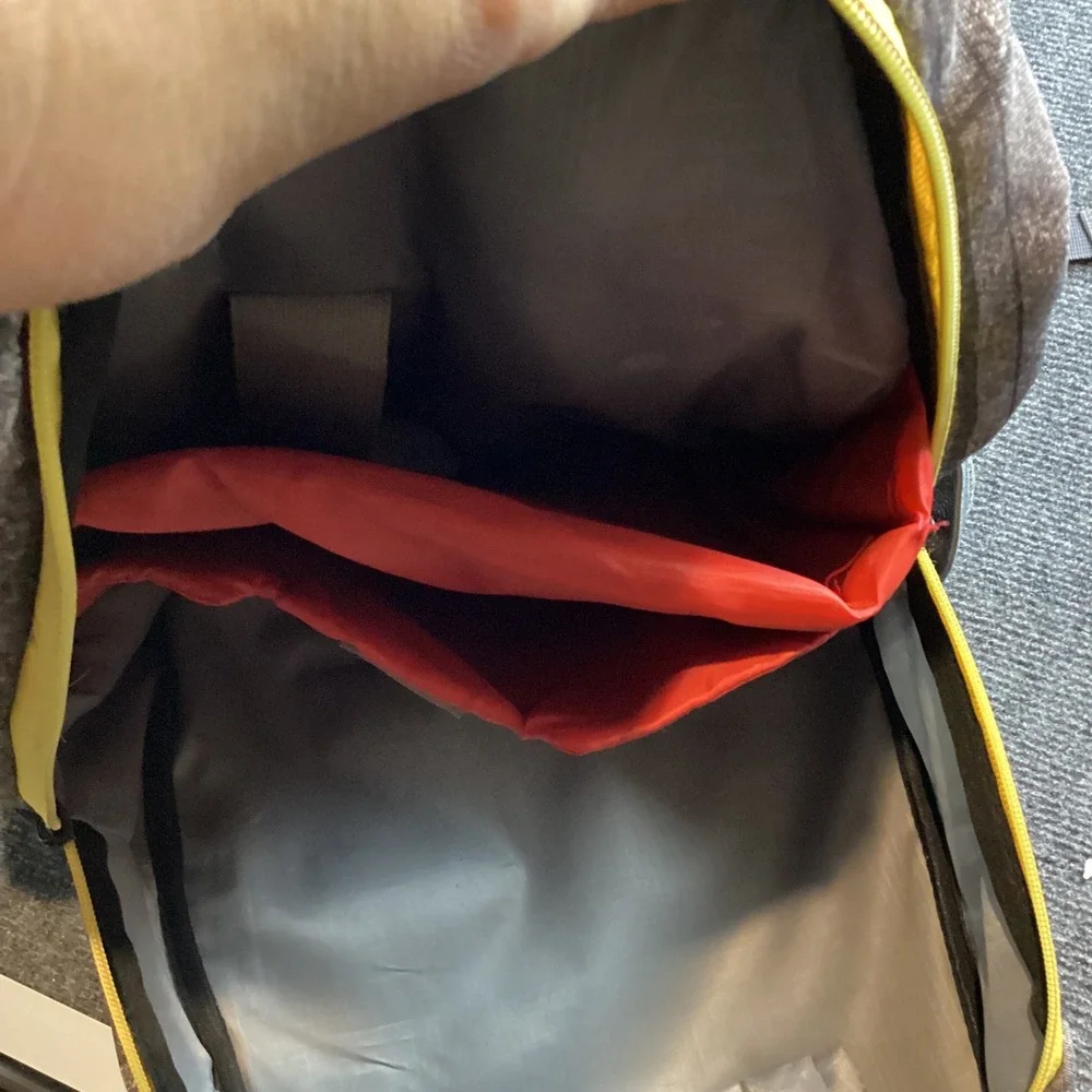 OGIO Backpack Grey Black Striped Yellow Accents School Travel Bag