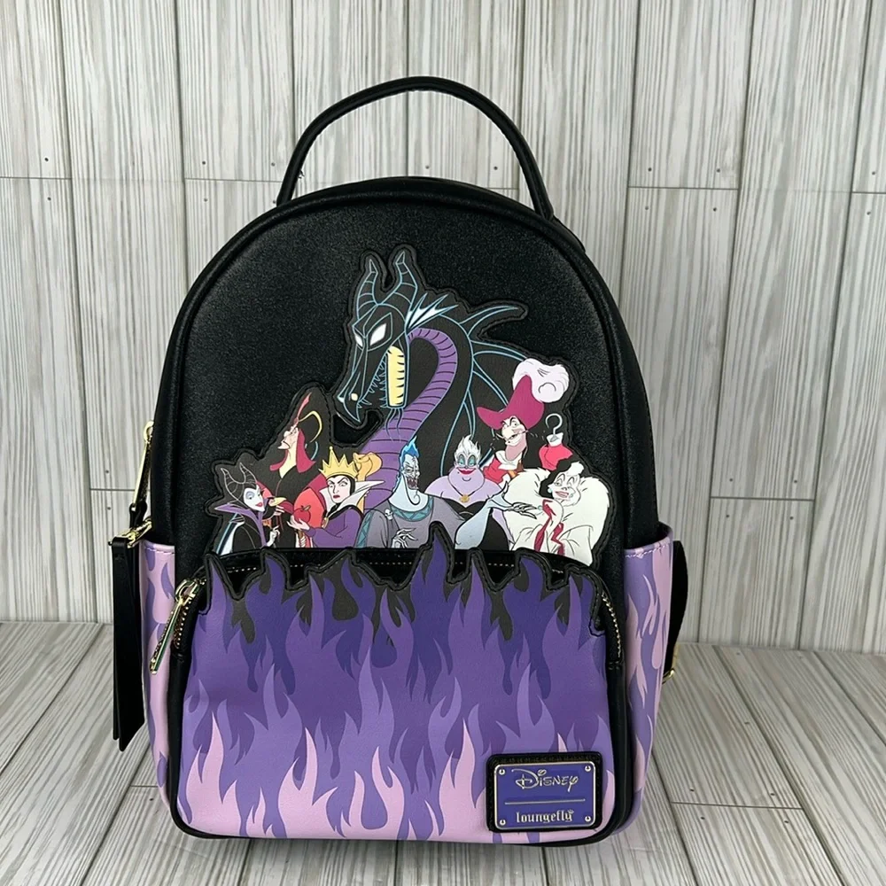 Loungefly Disney Villains Purple Flame Mini Backpack‎ Exclusive NWOT