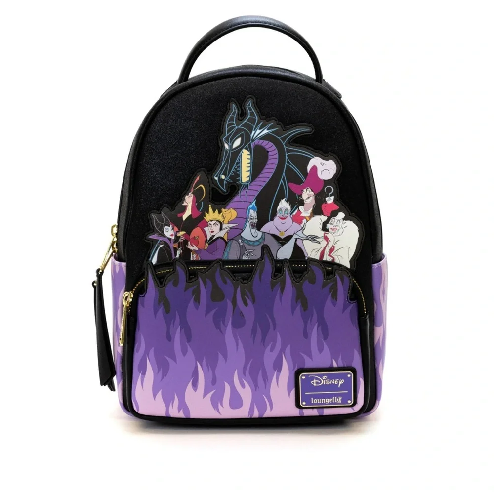 Loungefly Disney Villains Purple Flame Mini Backpack‎ Exclusive NWOT
