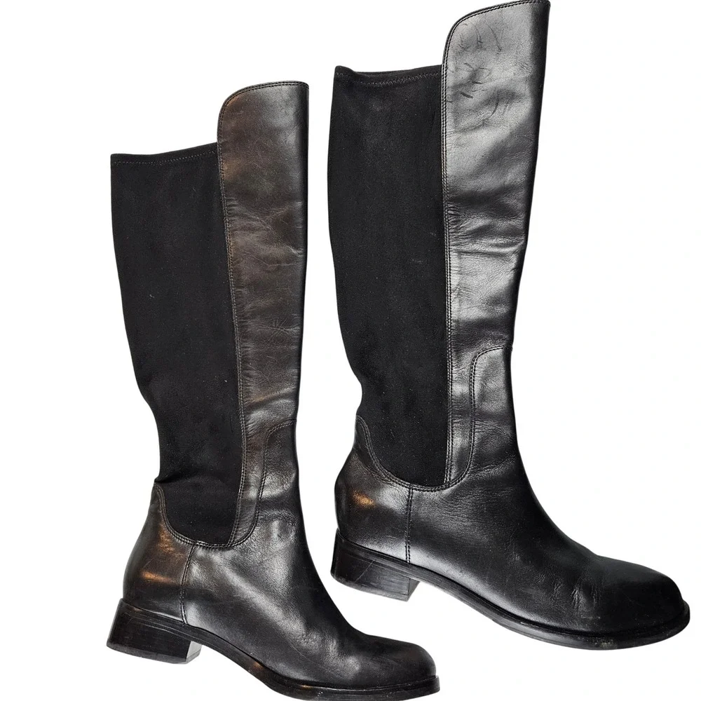 Cole Haan‎ Air Whitley Black Leather & Suede Tall Boots, size 8.5 B