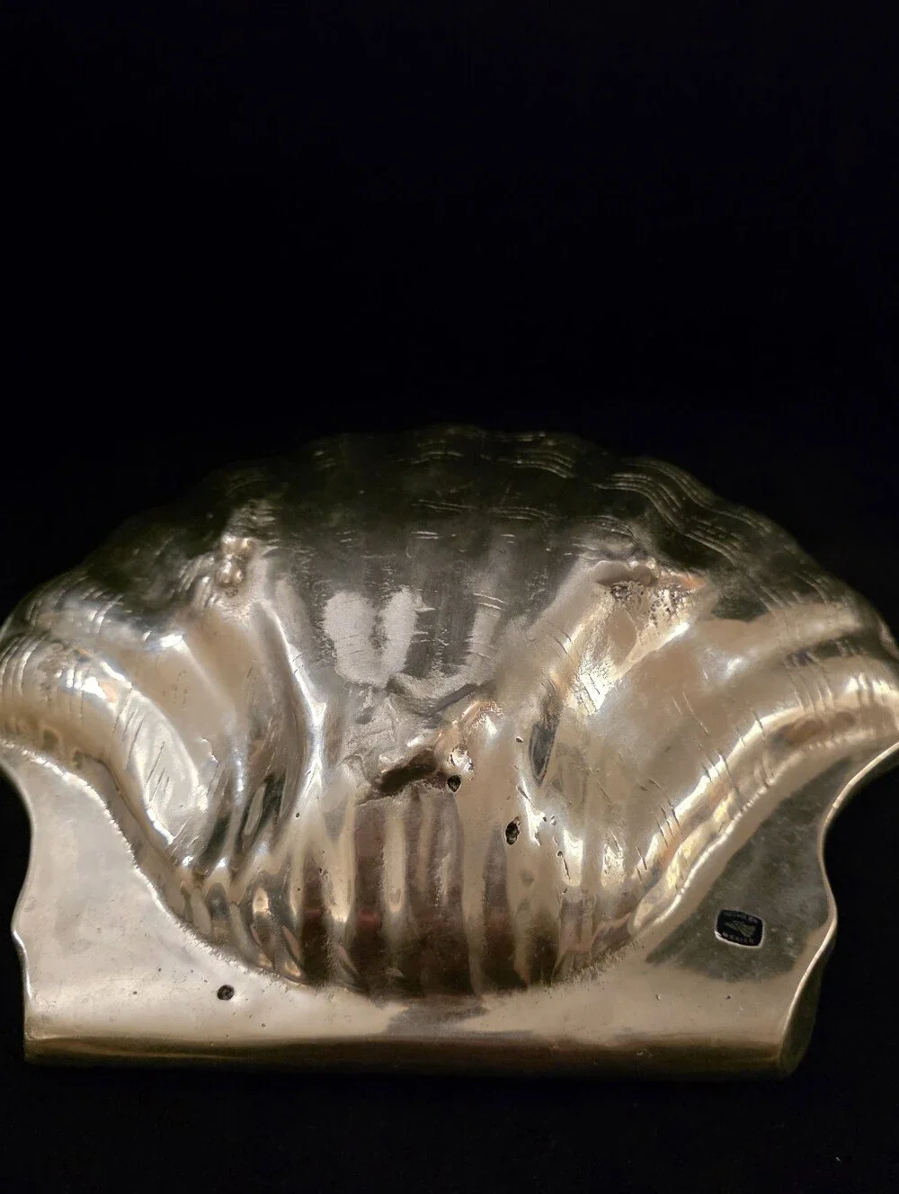 Vintage Mexican Cast Aluminum Scallop Shell Bowl Large 12