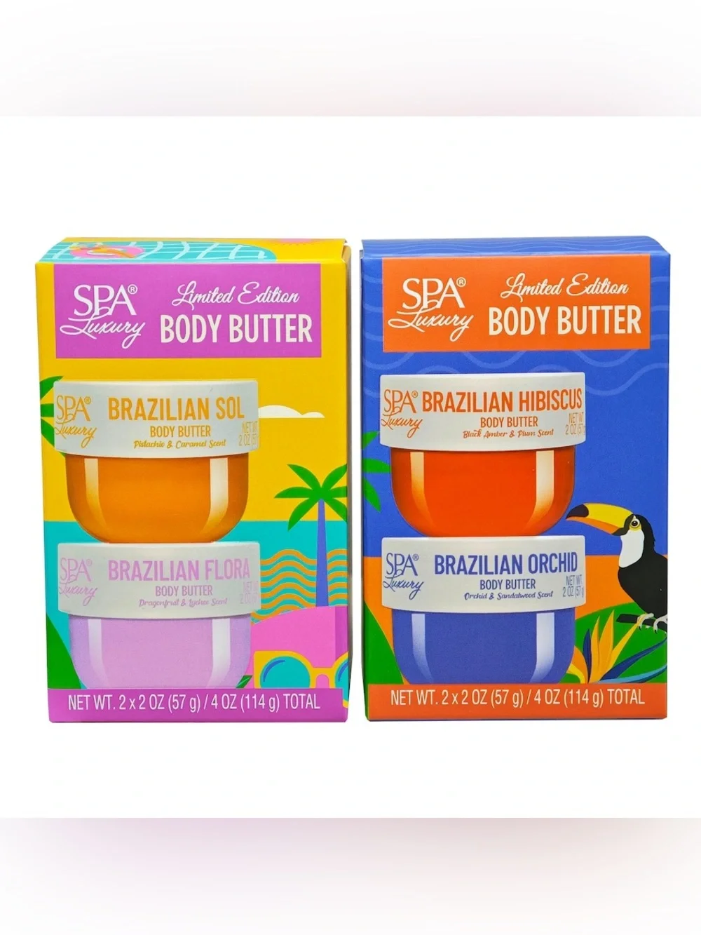 Spa Luxury Brazilian Hibiscus, Sol, Floral & Orchard Compact Body Butter-Bundle