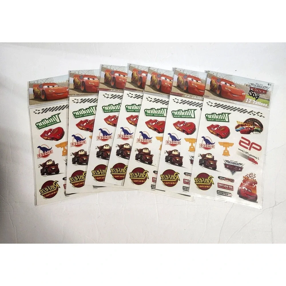 Disney Pixar World of CARS 12 temporary tattoos 7 packs unopened New
