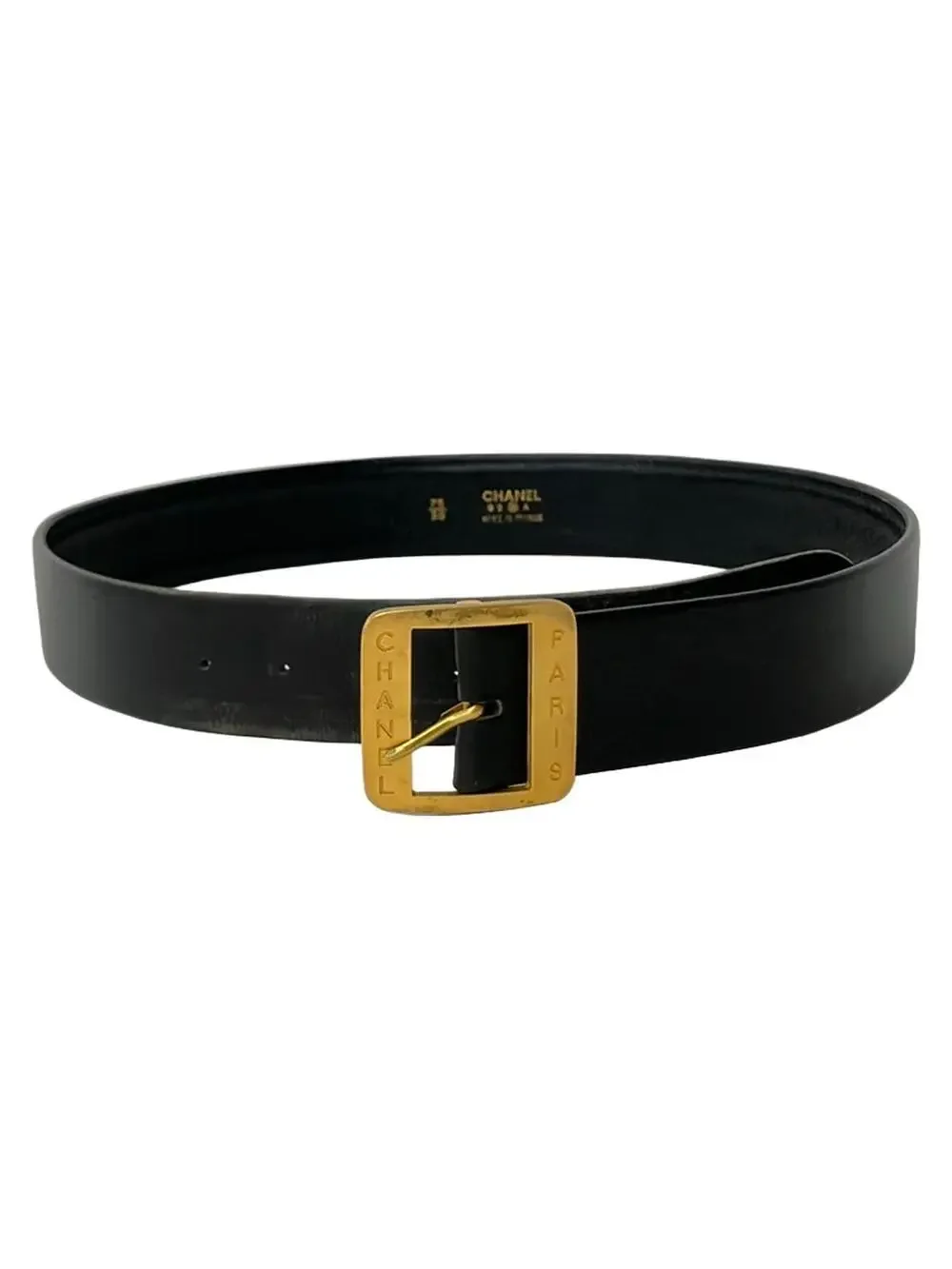Chanel Black Leather Hardware Belt Gold #359073C59B