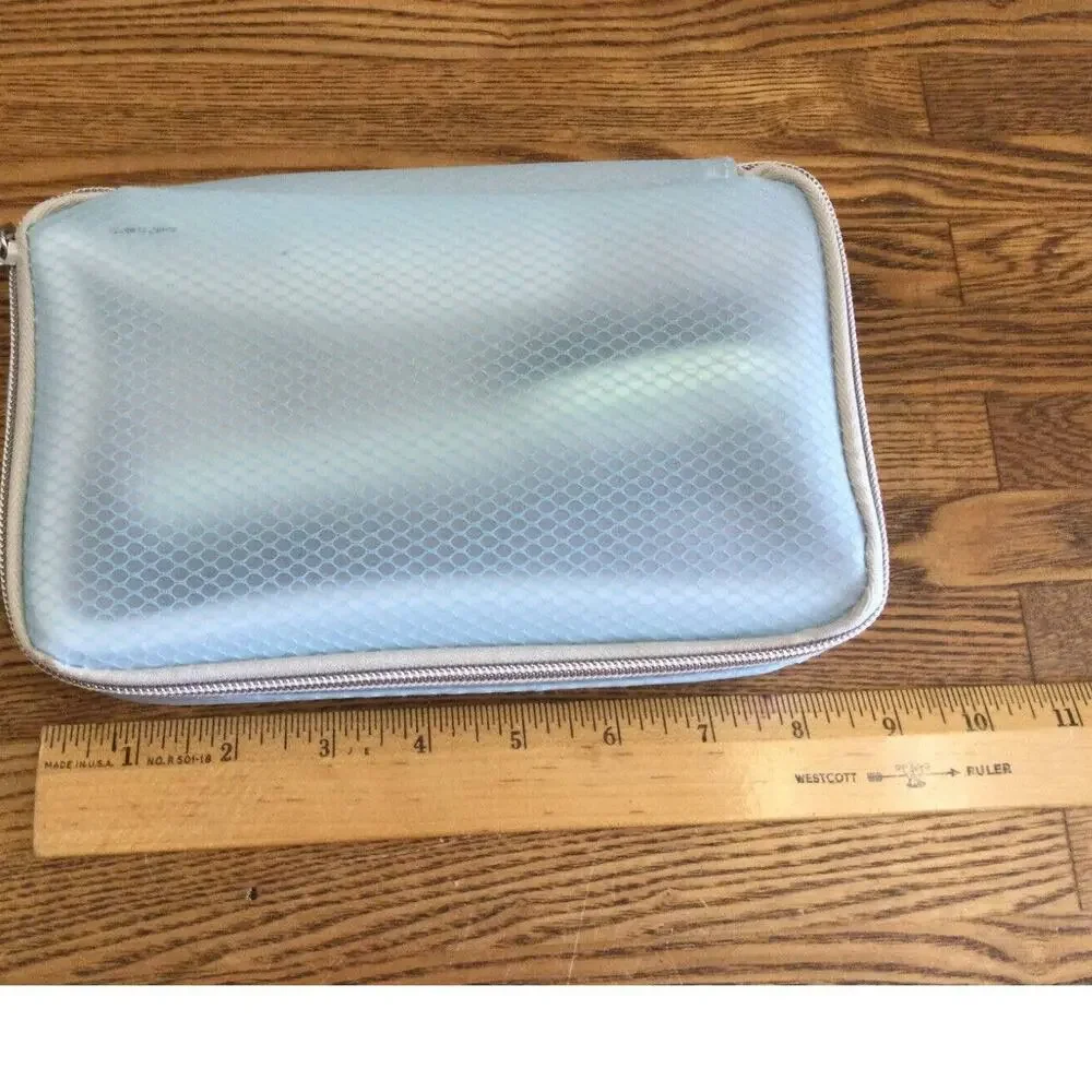 Eva NYC Mini Healthy Heat Thermal Straightening Brush w/ Blue Travel Case NEW