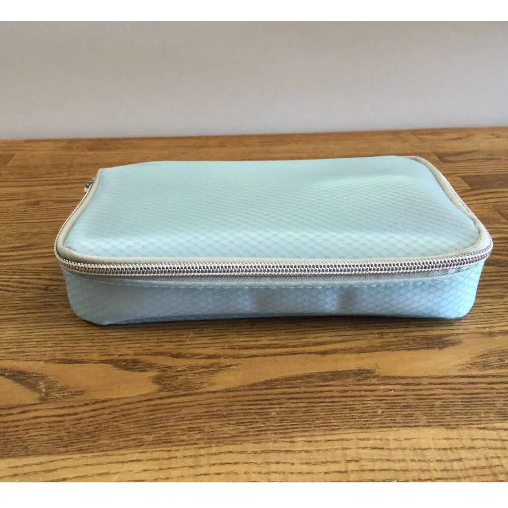Eva NYC Mini Healthy Heat Thermal Straightening Brush w/ Blue Travel Case NEW