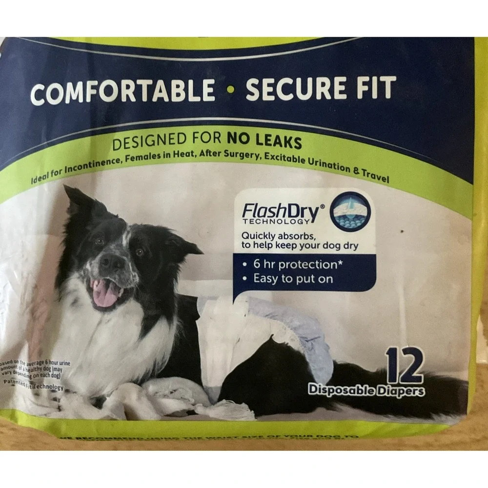 Hartz Comfitables 12 Disposable Diapers For Dogs,‎ Large, Opened But Never Used.