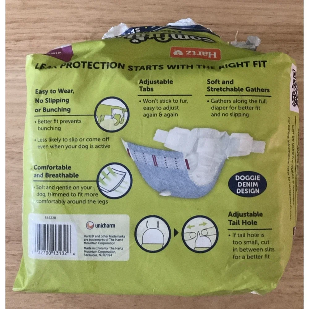 Hartz Comfitables 12 Disposable Diapers For Dogs,‎ Large, Opened But Never Used.