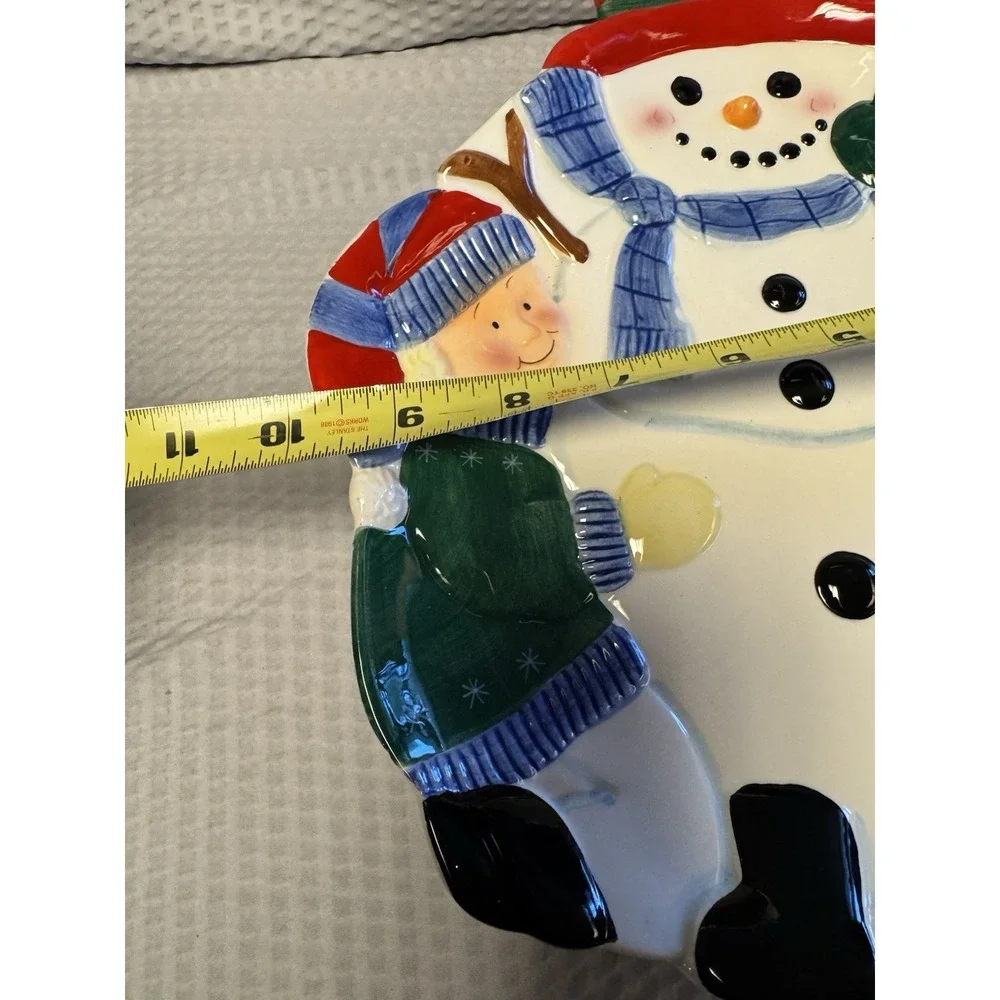 Pfaltzgraff Snowman Kids‎ Holiday Winter Platter Serving Tray Discontinued NOS