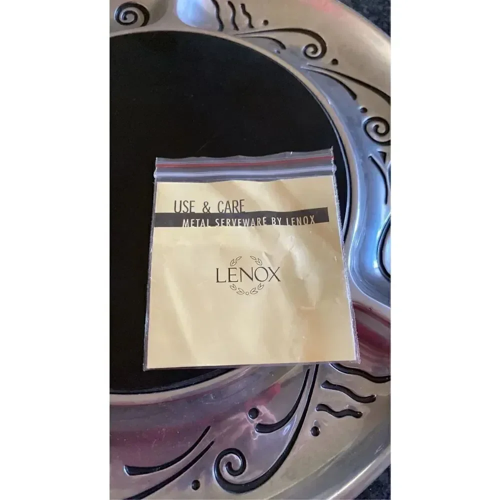 Lenox Spyro Metal Cheese and Cracker Marble Plate