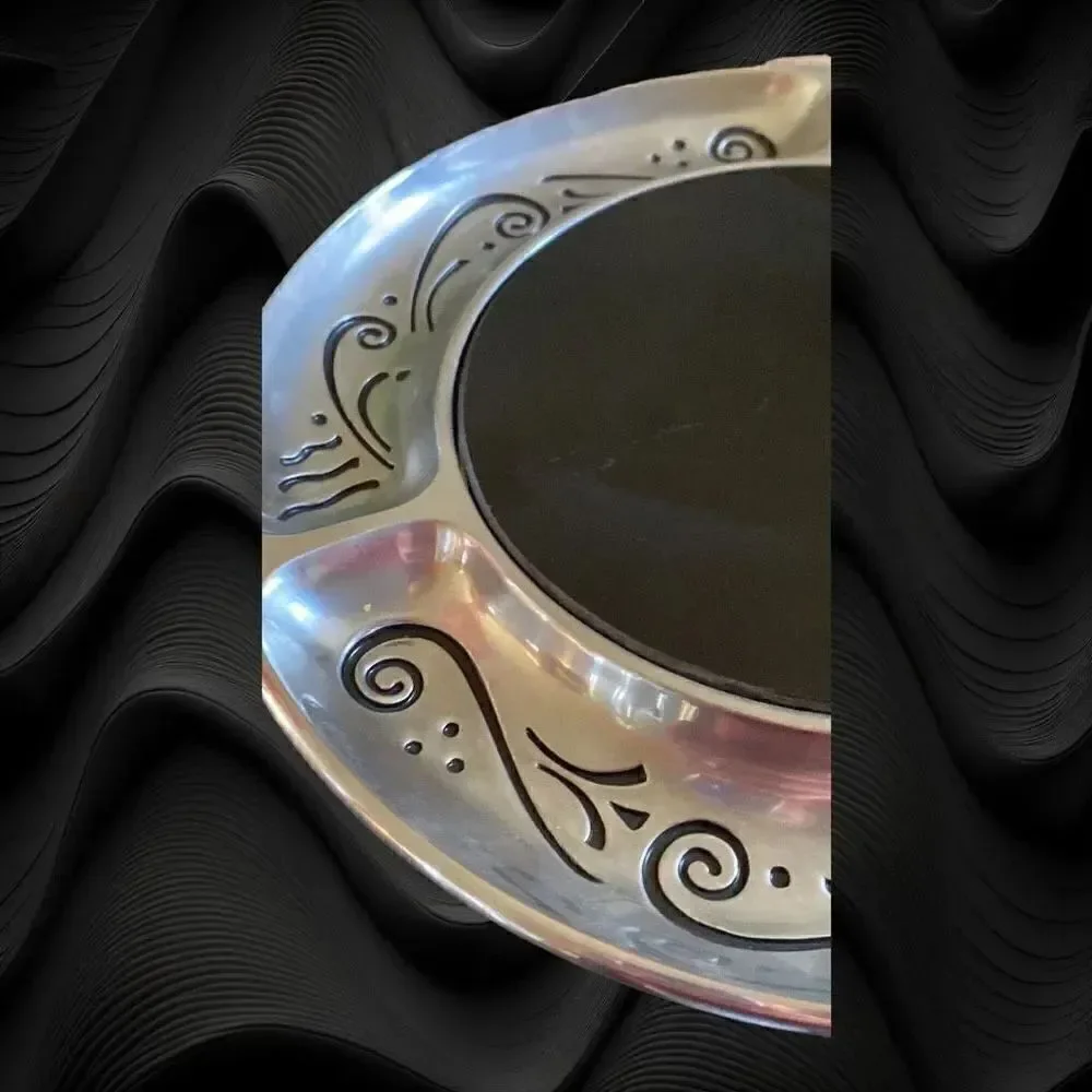 Lenox Spyro Metal Cheese and Cracker Marble Plate
