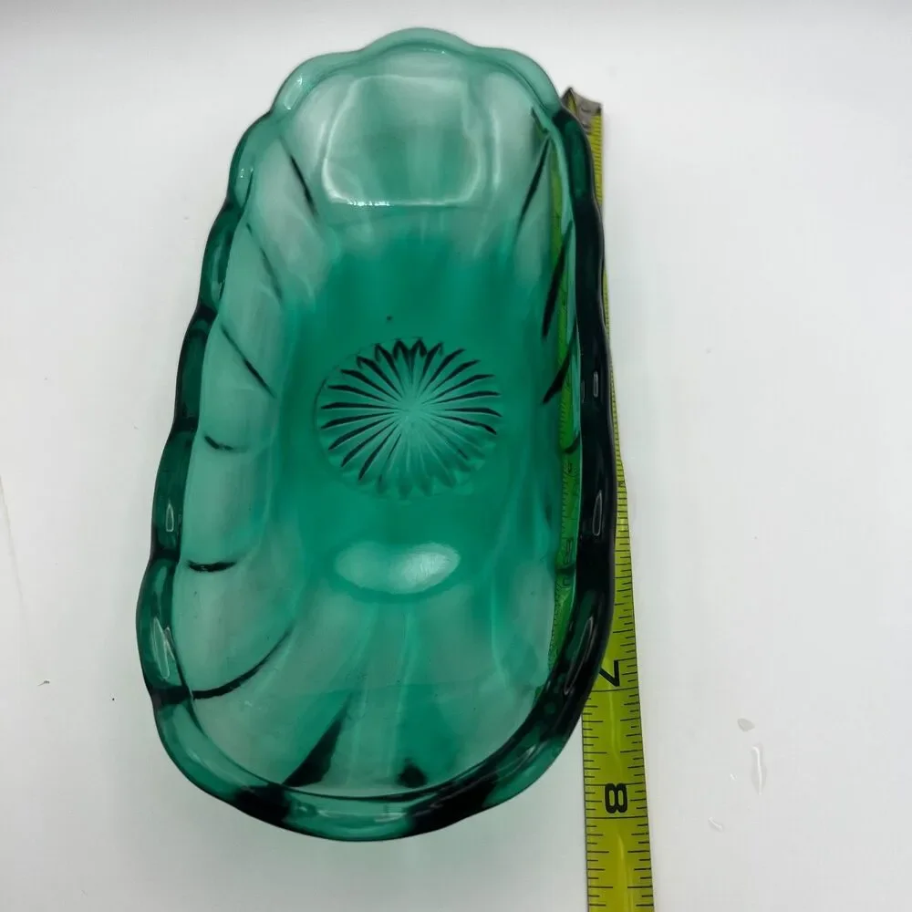 Vintage Anchor Hocking Emerald Green Banana Split Dish Fountainware Dessert Bowl