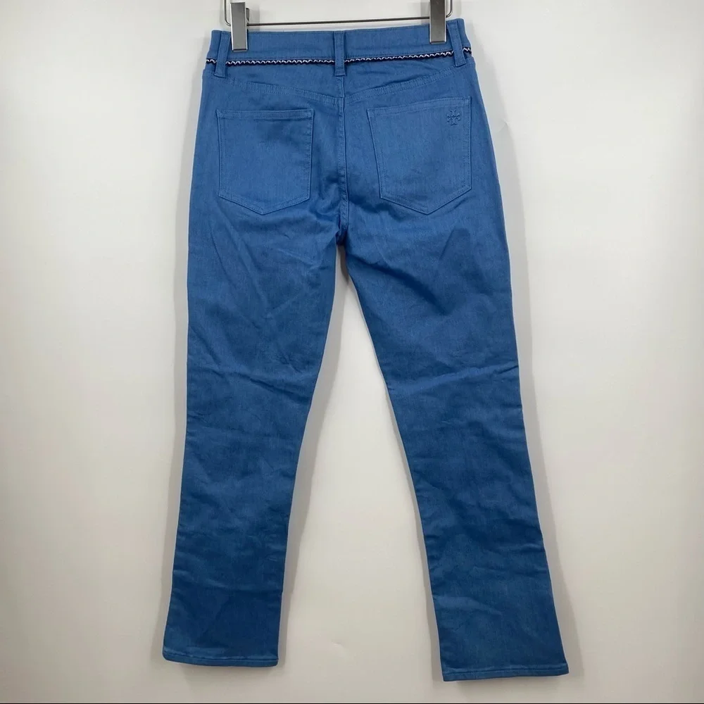 Tory Burch || Jodie‎ Jeans in Rinse Wash Ric Rac Knit Trim 25