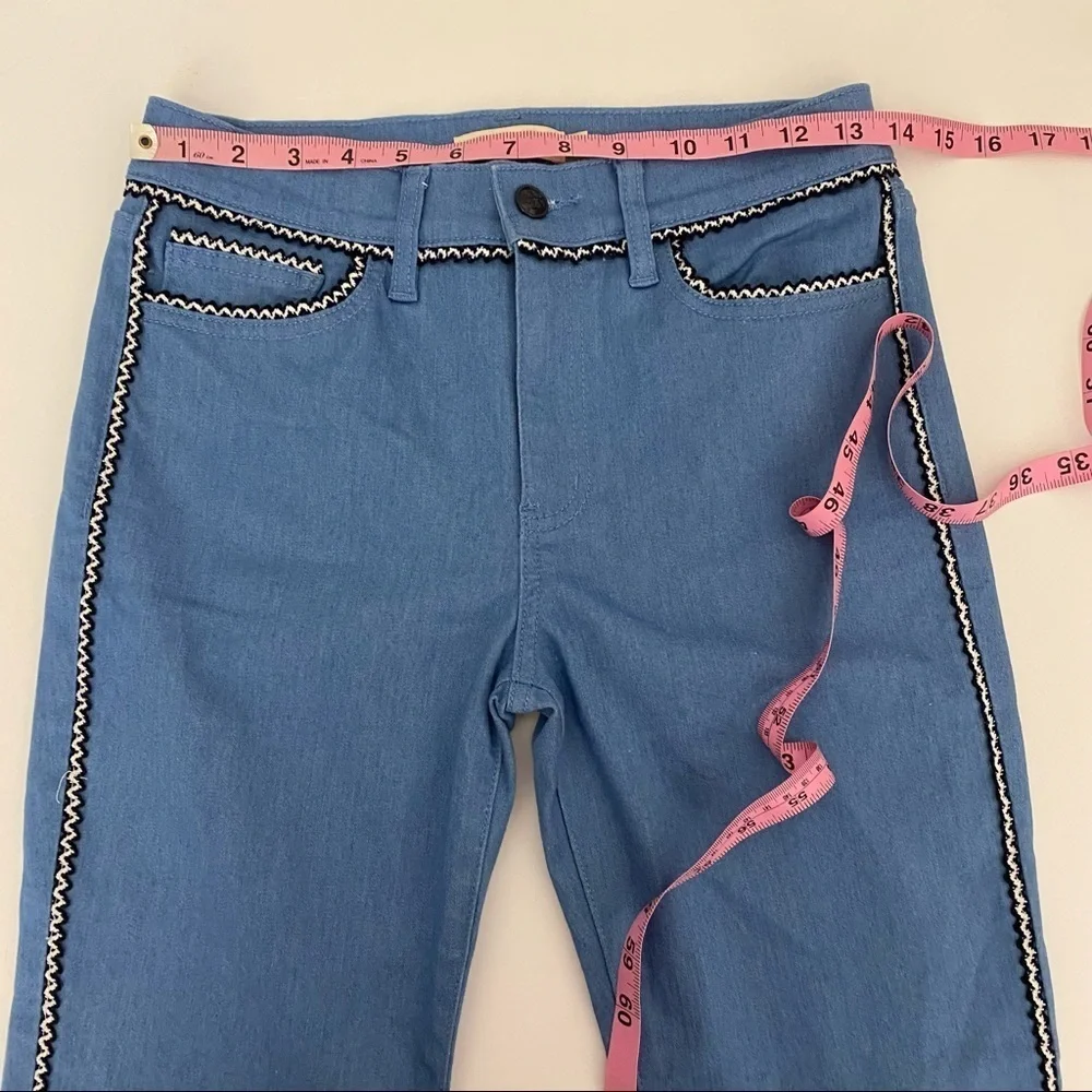 Tory Burch || Jodie‎ Jeans in Rinse Wash Ric Rac Knit Trim 25
