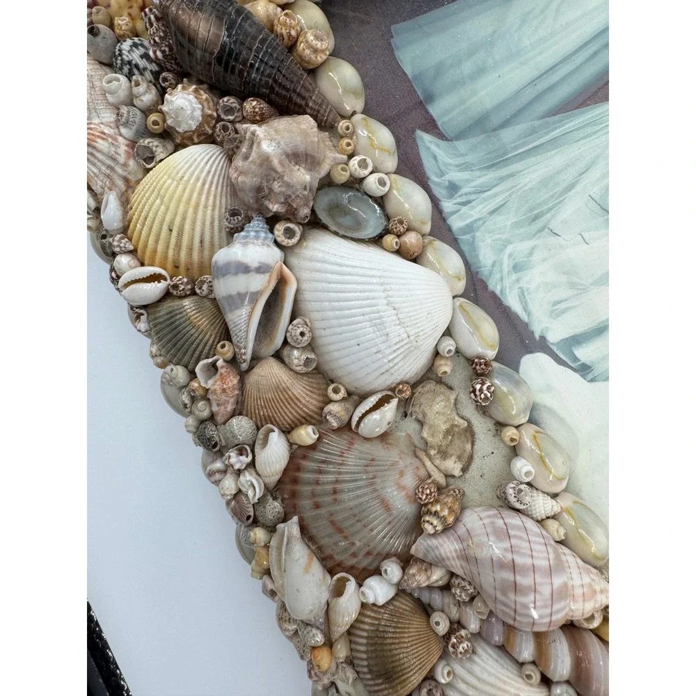 Seashell Picture Frame 16x13.5 OS Tan Nautical Coastal Mosaic Beach‎ Summer