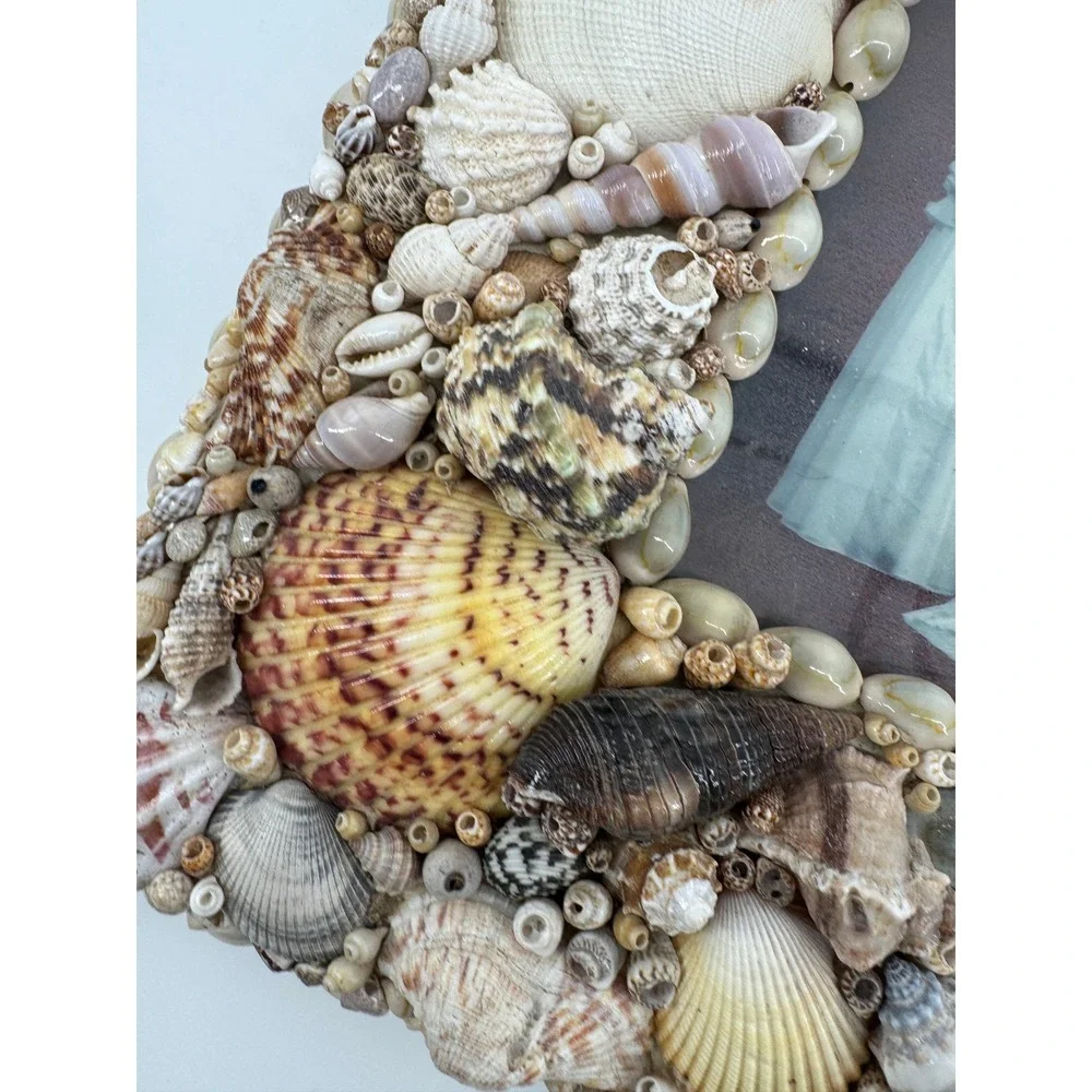 Seashell Picture Frame 16x13.5 OS Tan Nautical Coastal Mosaic Beach‎ Summer