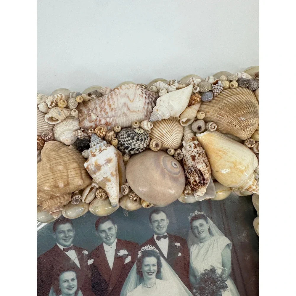 Seashell Picture Frame 16x13.5 OS Tan Nautical Coastal Mosaic Beach‎ Summer