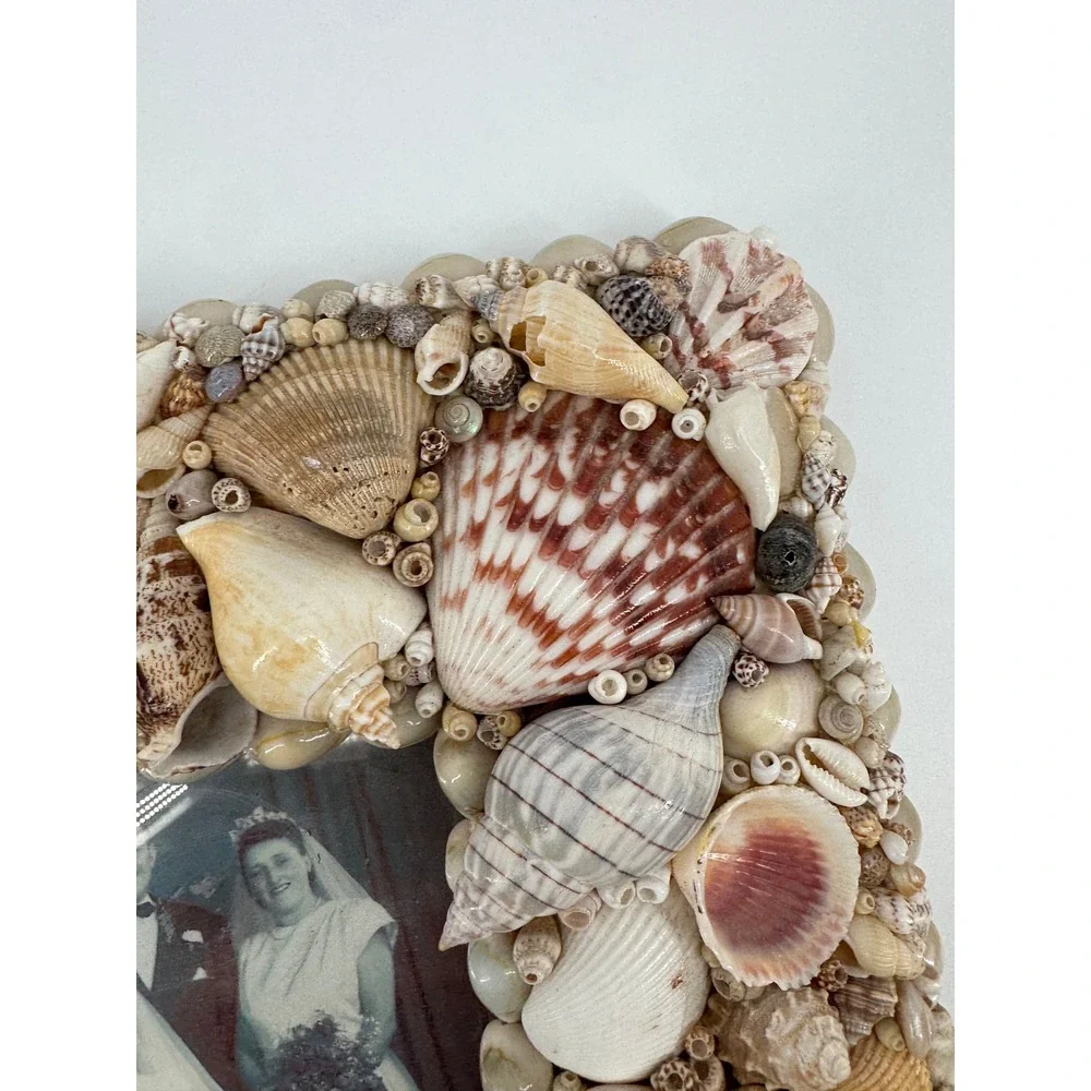 Seashell Picture Frame 16x13.5 OS Tan Nautical Coastal Mosaic Beach‎ Summer