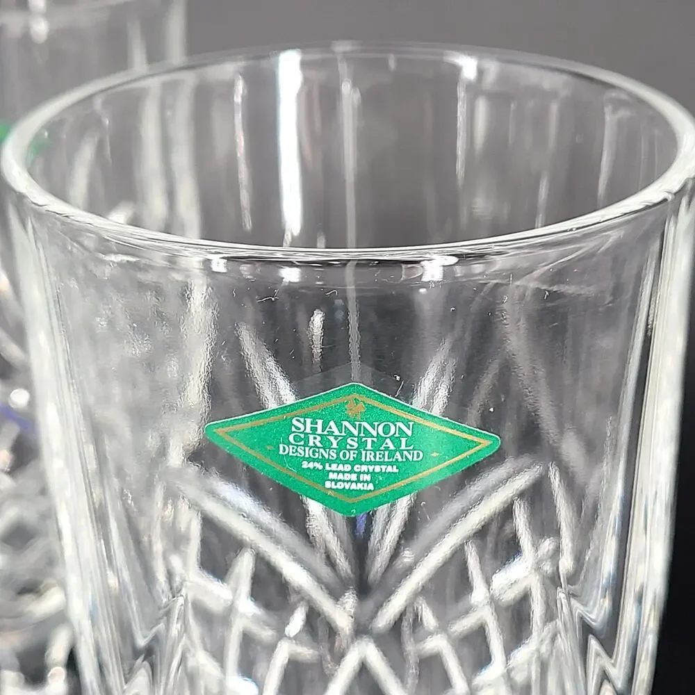 Godinger Dublin Shannon Vintage Heavy Crystal Footed Iced Tea Glasses Set 4