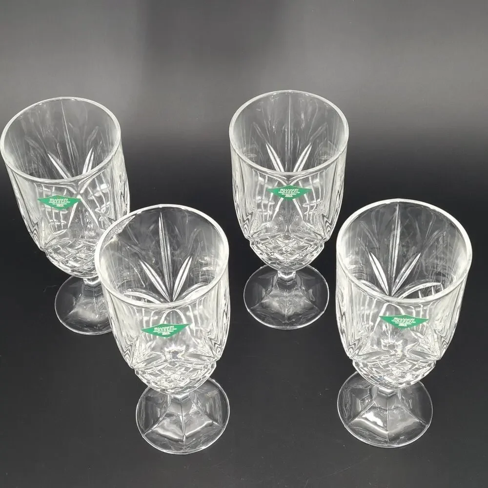 Godinger Dublin Shannon Vintage Heavy Crystal Footed Iced Tea Glasses Set 4