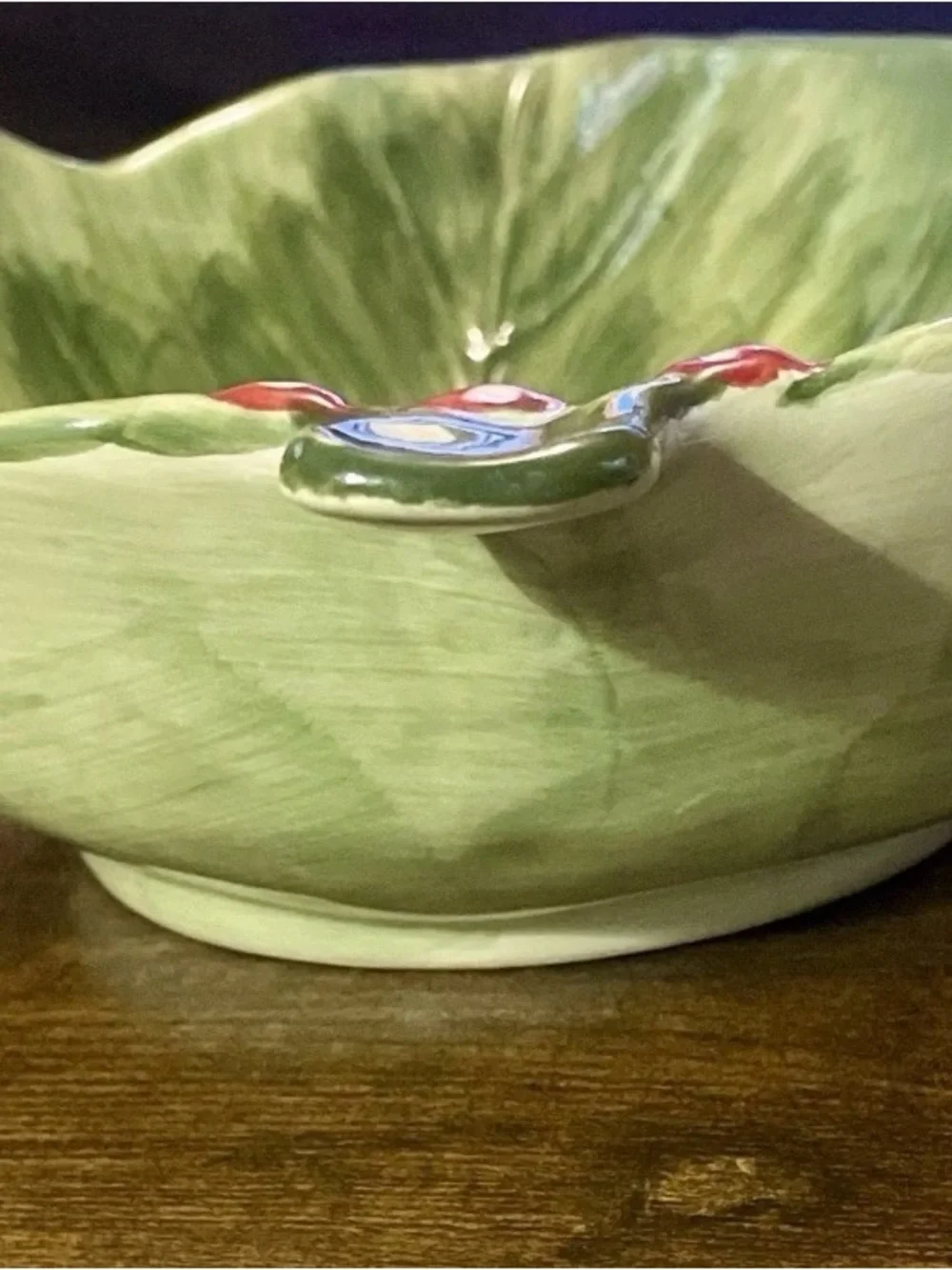 Maxcera Pinecone Holly Leaf Ceramic,Discontinued Vintage Serving Bowl 12x8.5in