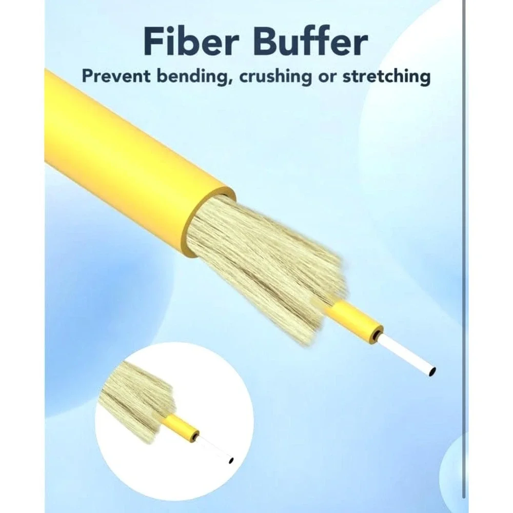 YENJO LC To ST Fiber Optic Patch Cables 3M 10ft‎ Duplex OS1 LSZH 6 Pack Yellow