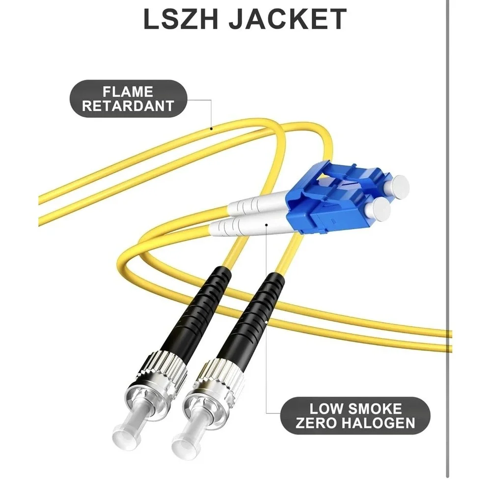 YENJO LC To ST Fiber Optic Patch Cables 3M 10ft‎ Duplex OS1 LSZH 6 Pack Yellow