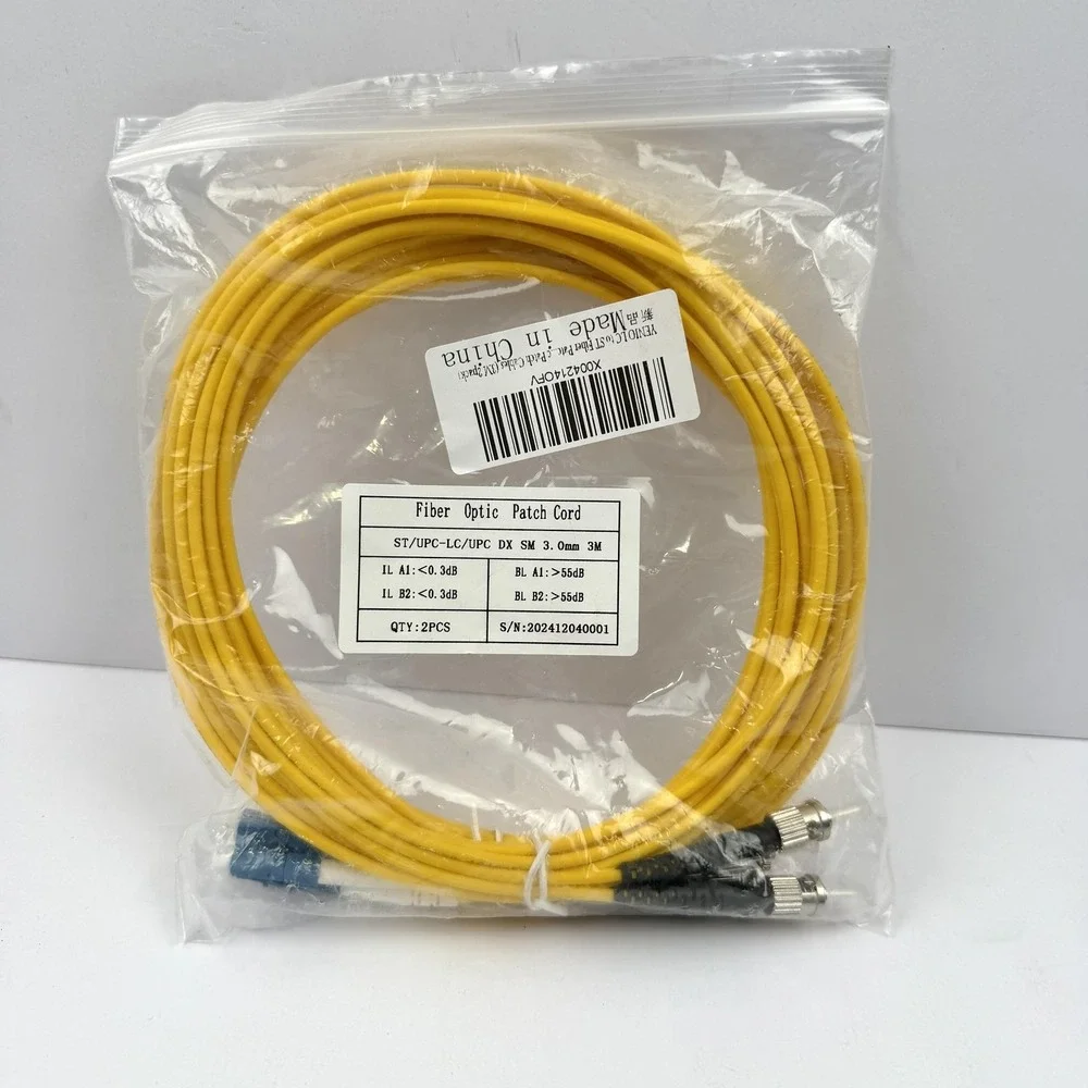 YENJO LC To ST Fiber Optic Patch Cables 3M 10ft‎ Duplex OS1 LSZH 6 Pack Yellow