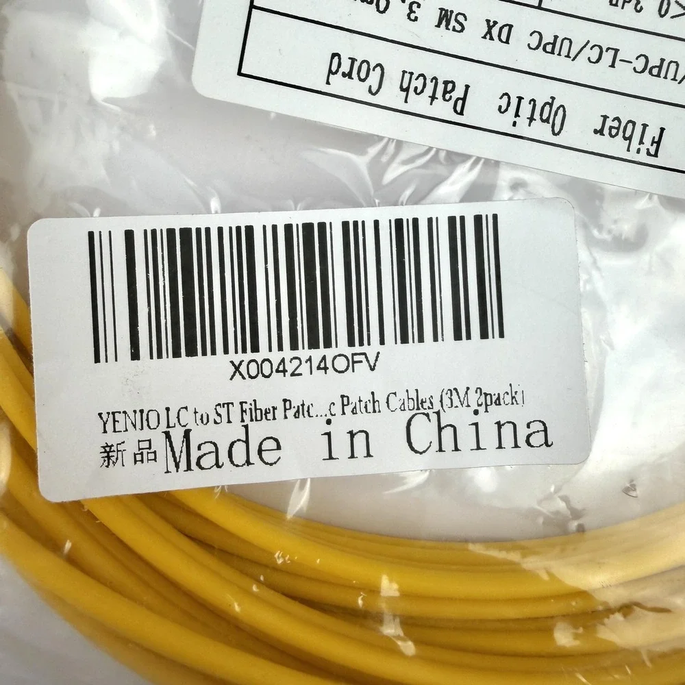 YENJO LC To ST Fiber Optic Patch Cables 3M 10ft‎ Duplex OS1 LSZH 6 Pack Yellow