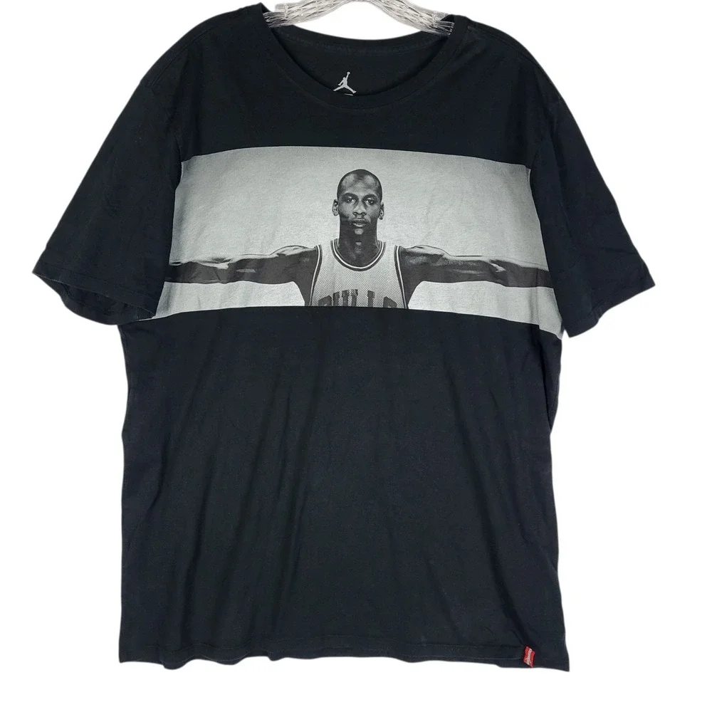 RARE Young Michael Jordan Outstretched Arms Tshirt Men XL‎ Black Wings Collector